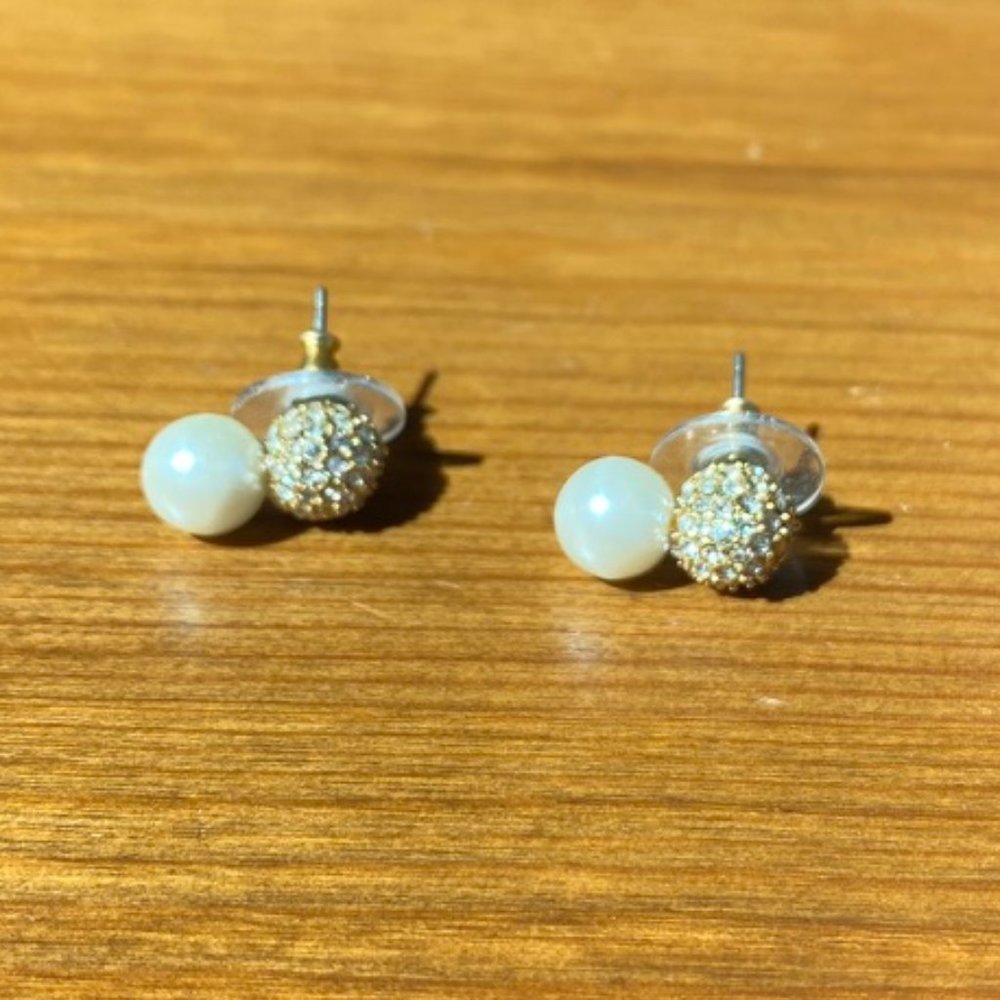 Ann Taylor Pearl and Crystal Drop Earrings